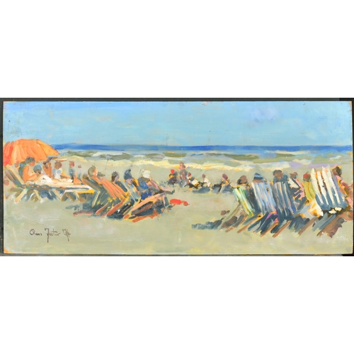 326 - Ross Foster (20th-21st Century) British. A Beach Scene, Oil on panel, Signed and indistinctly dated,... 