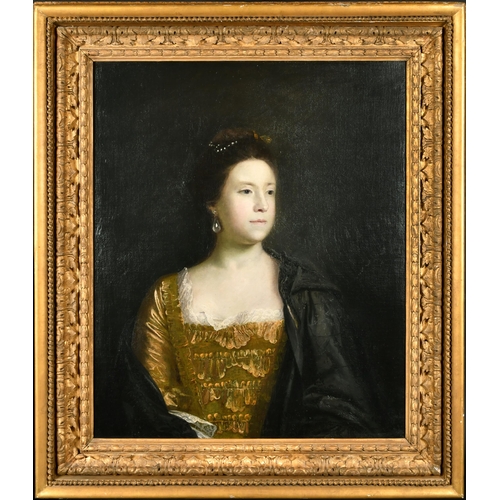 40 - Joshua Reynolds (1723-1792) British. Portrait of Mrs Darley-Waddilove, half length wearing a gold co... 