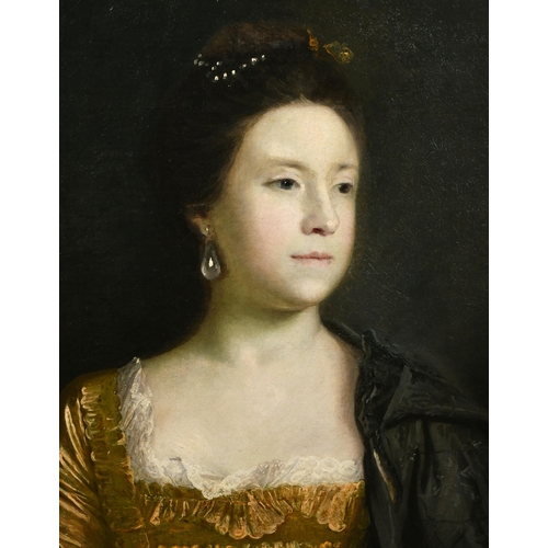 40 - Joshua Reynolds (1723-1792) British. Portrait of Mrs Darley-Waddilove, half length wearing a gold co... 