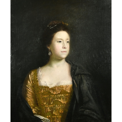 40 - Joshua Reynolds (1723-1792) British. Portrait of Mrs Darley-Waddilove, half length wearing a gold co... 