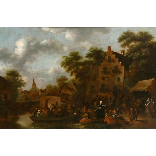 46 - 17th Century Dutch School. Figures by Ferry, Oil on panel, 23.5