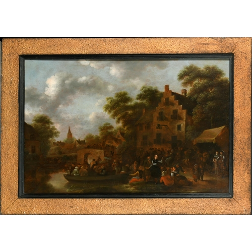 46 - 17th Century Dutch School. Figures by Ferry, Oil on panel, 23.5