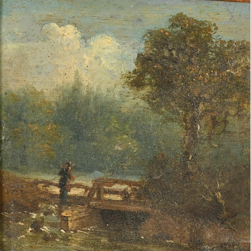 47 - 19th Century English School. Figures in a Landscape, Oil on metal, 3.5