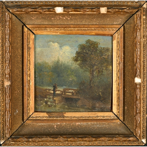 47 - 19th Century English School. Figures in a Landscape, Oil on metal, 3.5