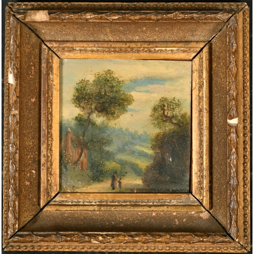 47 - 19th Century English School. Figures in a Landscape, Oil on metal, 3.5