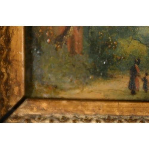 47 - 19th Century English School. Figures in a Landscape, Oil on metal, 3.5