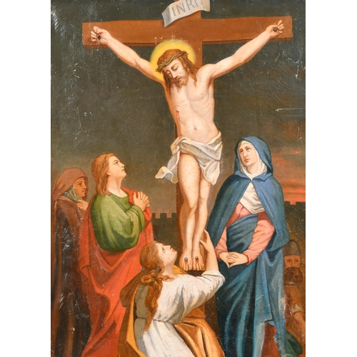 51 - 19th Century Italian School. The Crucifixion, Oil on canvas, Unframed 19.5