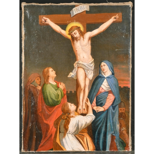 51 - 19th Century Italian School. The Crucifixion, Oil on canvas, Unframed 19.5