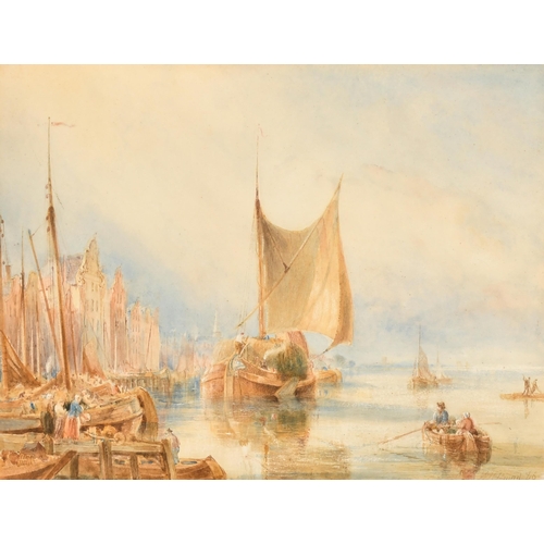 67 - William Joseph Julius Caesar Bond (1833-1926) British. A Harbour Scene, Watercolour, Signed and date... 