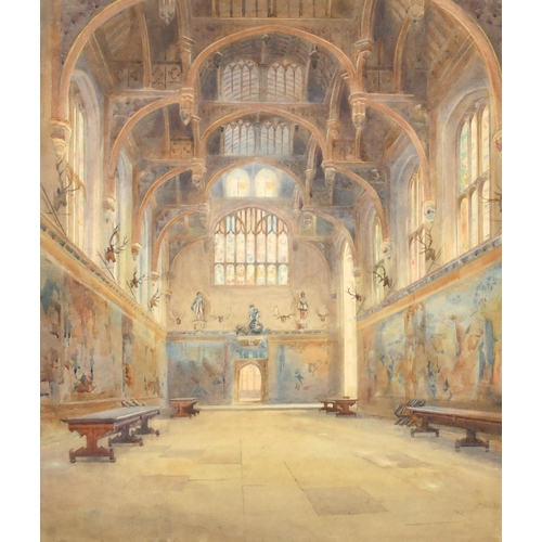 70 - 19th Century English School. A Study of The Great Hall at Hampton Court, Watercolour, 25