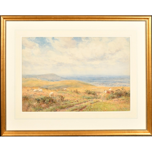 74 - Ernest Albert Waterlow (1850-1919) British. A View on the South Downs, Watercolour, Signed, 14