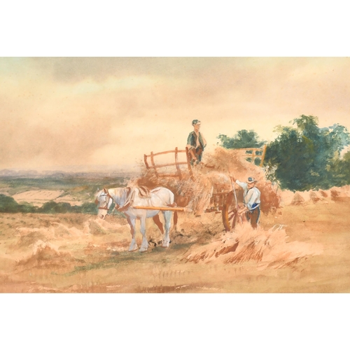 75 - Henry Charles Fox (1855-1929) British. A Harvesting Scene, Watercolour, Mounted, unframed 8.75