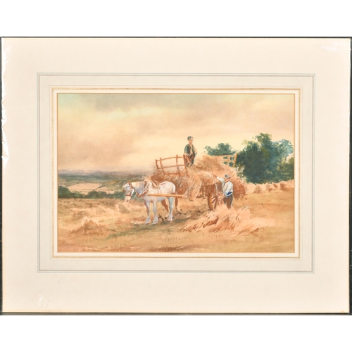 75 - Henry Charles Fox (1855-1929) British. A Harvesting Scene, Watercolour, Mounted, unframed 8.75