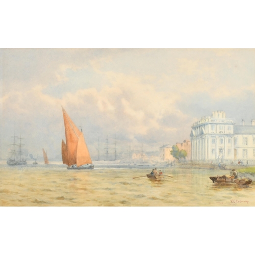 80 - Francis George Coleridge (1838-1923) British. 'The Thames at Greenwich', Watercolour, Signed, and In... 