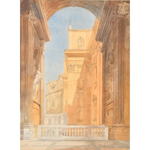 88 - Circle of William Wyld (1806-1889) British. A Palatial Building through an Archway, possibly the nor... 