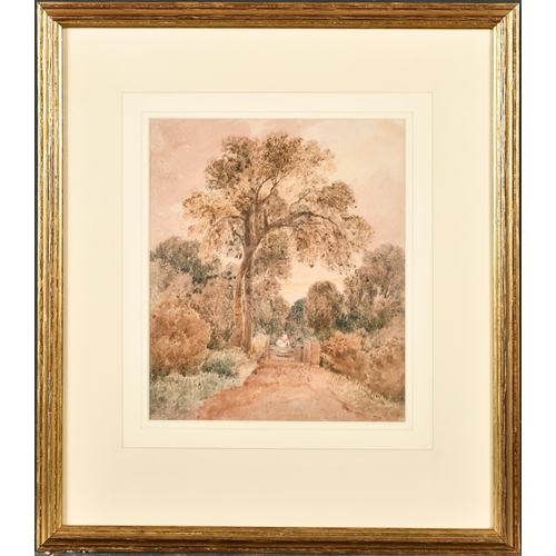 93 - David Cox (1783-1859) British. 'Lane near Dulwich (Circa 1810)', Watercolour, Inscribed on label ver... 