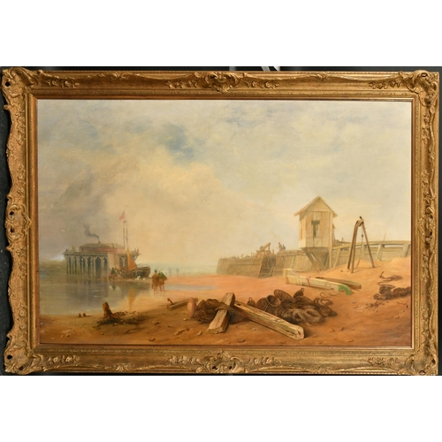 105 - James Baker Pyne (1800-1870) British. A Beach Scene with Figures, Oil on canvas, Signed, 34