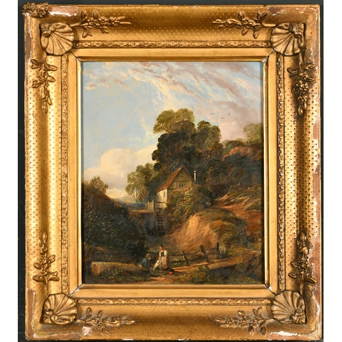 109 - 19th Century Norwich School. Figures in a River Landscape, Oil on panel, 10.75