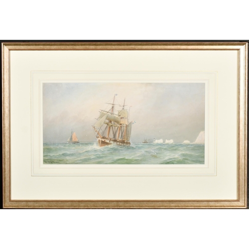 139 - George Gregory (1849-1938) British. Shipping off The Needles, Watercolour, Signed and dated 1909, 9.... 