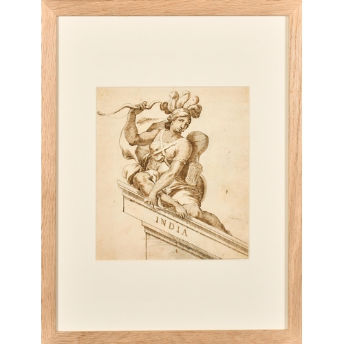 18 - 18th Century Italian School. A Set of Ten Drawings of Statues, Ink and wash, Inscribed, each 10.5