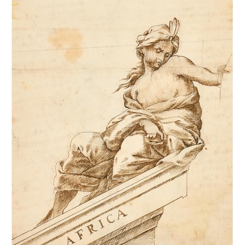 18 - 18th Century Italian School. A Set of Ten Drawings of Statues, Ink and wash, Inscribed, each 10.5