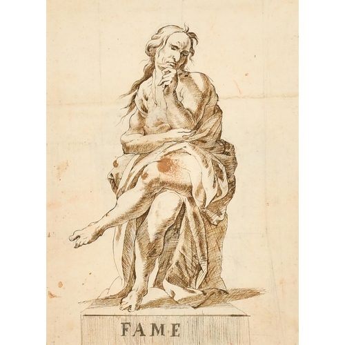 18 - 18th Century Italian School. A Set of Ten Drawings of Statues, Ink and wash, Inscribed, each 10.5