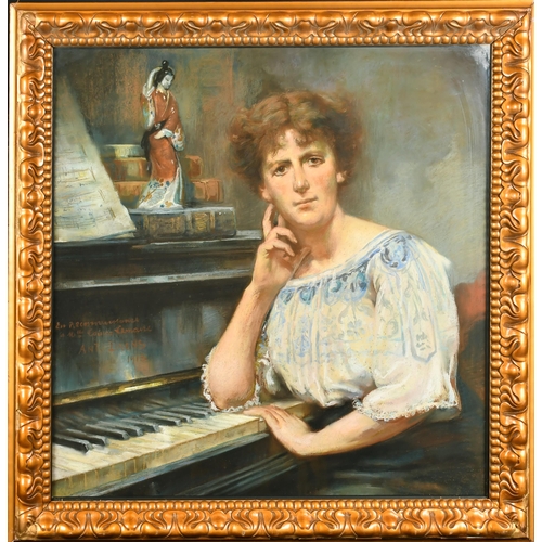 189 - Antoine Daens (1871-1946) French. Portrait of Madam Louise Cheriut (nee Lemare), Pastel, Signed, ins... 