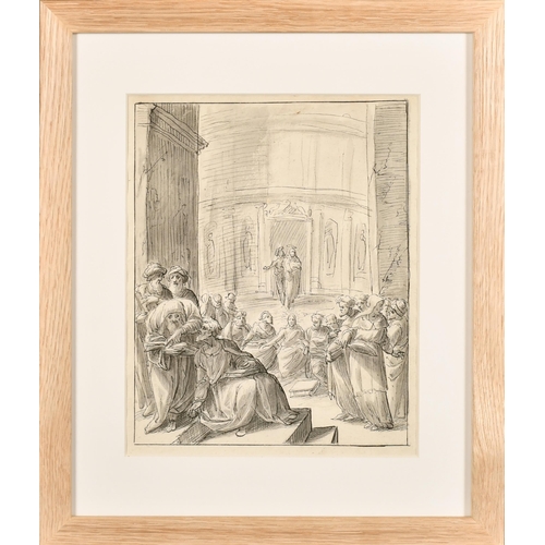 19 - Circle of Inigo Jones (1573-1652) British. 'The Adoration of the Shepherds', Ink and wash, 8.25