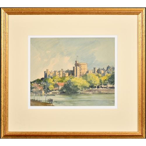 196 - Arnold Victor Beauvais (1886-1982) British. Windsor Castle from The River, Watercolour, 7.75