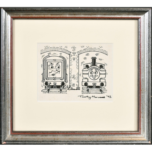 198 - Timothy Marwood (1954-2008) British. Two Train Engines, Ink, Signed and dated '95, 3.25