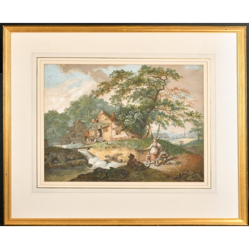 21 - Richard Sass (1774-1849) British. Rustic Landscape with Figures, Watercolour and Gouache, Signed, 14... 