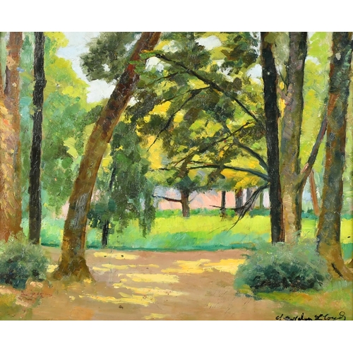 233 - Llewelyn Lloyd (1879-1949) British/Italian. A Tree Lined Park, Oil on Board, Signed, 9.75