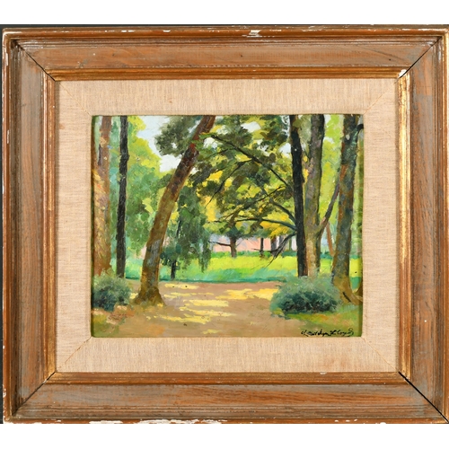 233 - Llewelyn Lloyd (1879-1949) British/Italian. A Tree Lined Park, Oil on Board, Signed, 9.75