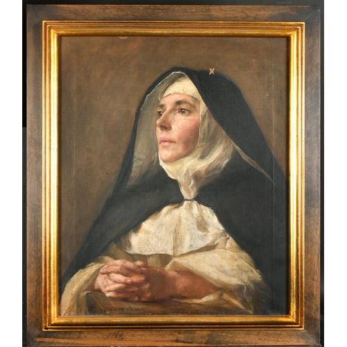 249 - Early 20th Century English School. Bust Portrait of a Nun, Oil on canvas, Indistinctly signed, 24