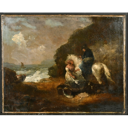 37 - After George Morland (1763-1804) British. Figures on a Beach, Oil on canvas, Unframed 17