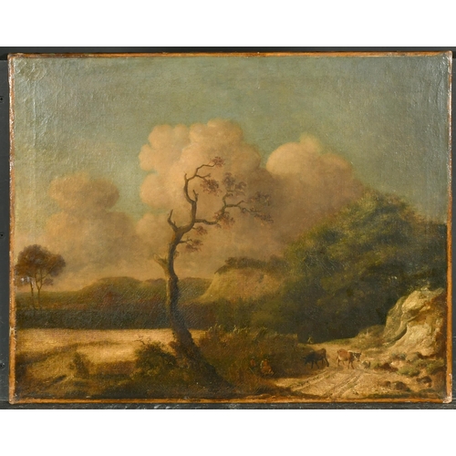 38 - 18th Century Dutch School. Drover and Cattle in a Landscape, Oil on canvas, Unframed 19.25