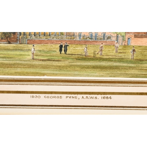 53 - George Pyne (1800-1884) British. A Cricket Match at Jesus College, Cambridge, Watercolour, 8.25