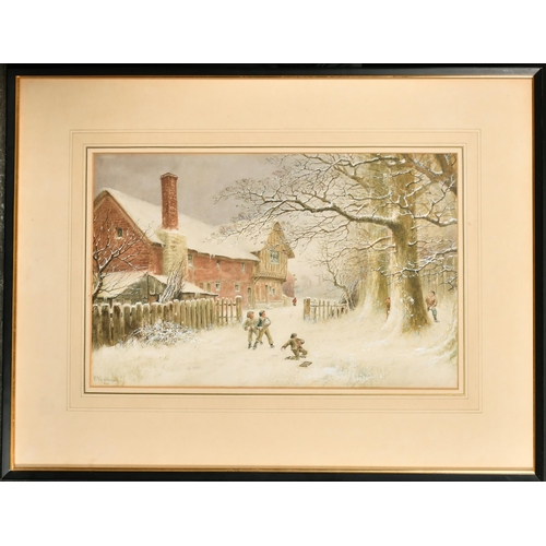 55 - William Wells Quatremain (1857-1930) British. The Snowball Fight, Watercolour, Signed and dated 1901... 