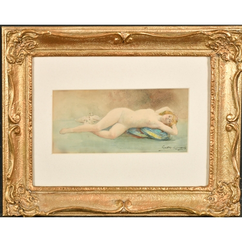 69 - Louis Gaston-Gerard (1859-?) French. A Reclining Nude, Watercolour, Signed, 4.25