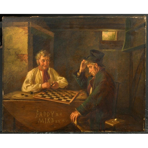 80 - Charles Hunt (1803-1877) British. A Game of Draughts, Oil on Canvas, Signed, inscribed and dated 187... 