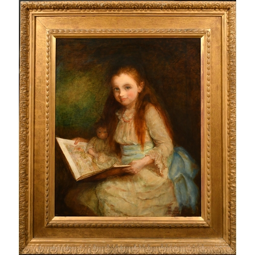 93 - Blanche Jenkins (1852-1915) British. Portrait of Jessie Francis Walker, seated reading a book, Oil o... 