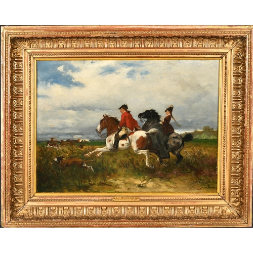 119 - Julius Schgoer (1847-1885) German. A Hunting Scene, Oil on canvas, Signed, and inscribed Munchen, 13... 