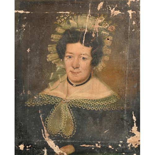 127 - Early 19th Century English School. Bust Portrait of a Lady, Oil on canvas, Unframed 12