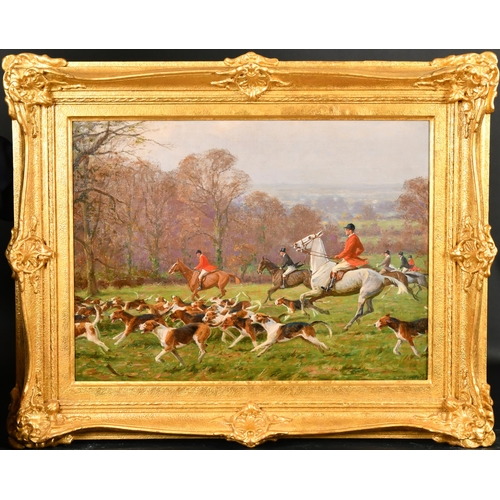 133 - Charles Edward Stewart (1866-1942) British. Hunting with the Pack, Oil on canvas, Signed, 18