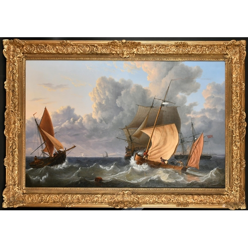 170 - Charles Martin Powell (1775-1824) British. Shipping in Choppy Waters, Oil on canvas, Signed, 28