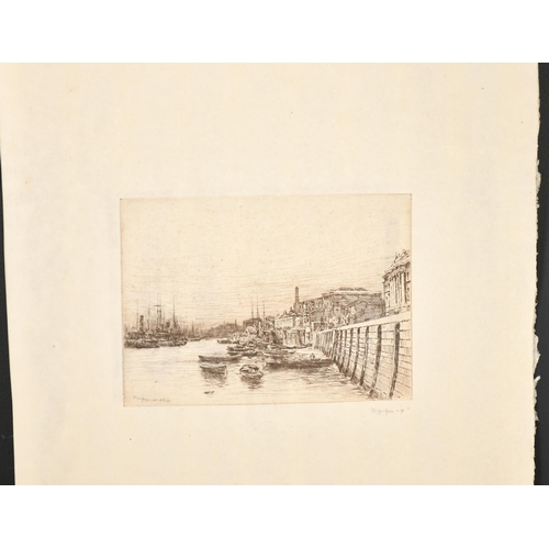 173 - Mortimer Luddington Menpes (1855-1938) British. A Thames Scene with Tall Ships, Etching, Signed in p... 