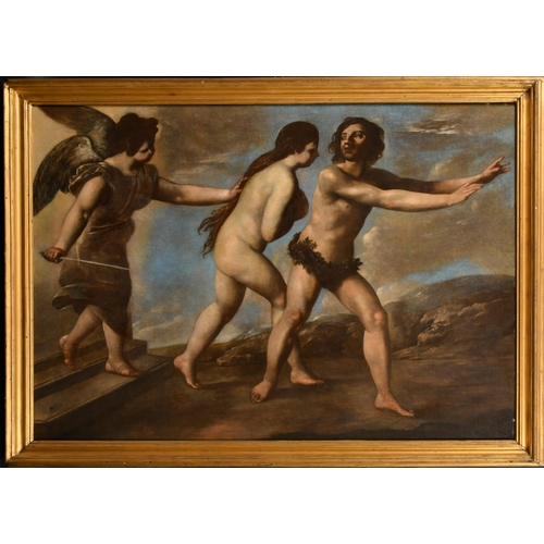 20 - Circle of Nicola Vaccaro (1640-1709) Italian. The Expulsion of Adam and Eve, Oil on canvas, In a fin... 