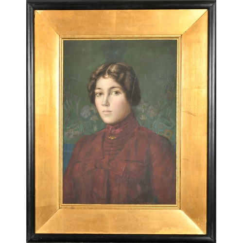 211 - F J Bennett (19th-20th Century) British. Bust Portrait of a Young Lady, Watercolour, Signed, 19.25