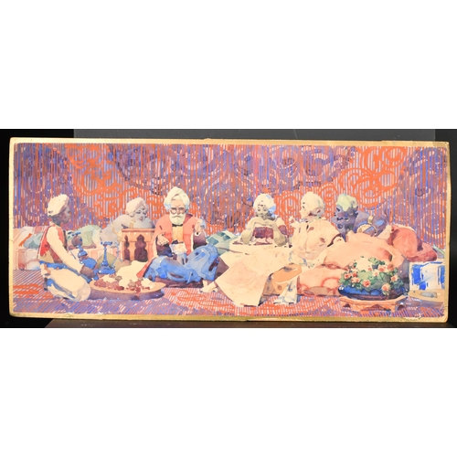 214 - Naci Kalmukoglu (Kalmykoff) (1896-1954) Ukrainian. Figures Feasting, Watercolour, Signed, Unframed 9... 