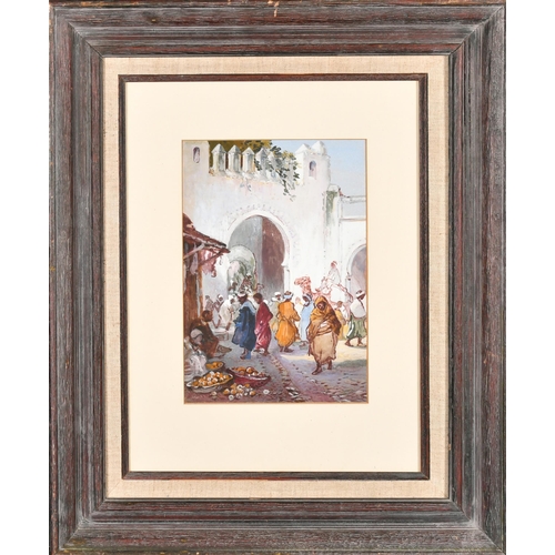 217 - Paul H Ellis (act.1882-1908) British. A Middle Eastern Street Market, Watercolour, Inscribed verso, ... 